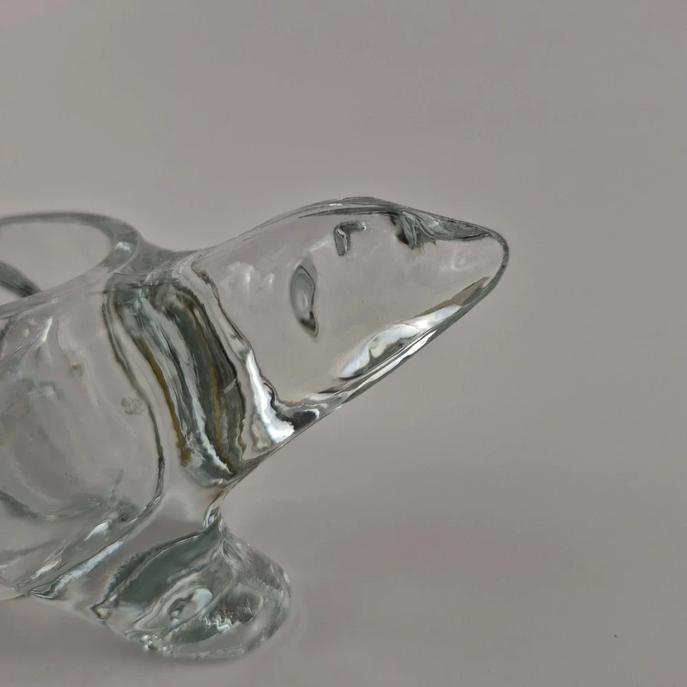 Vintage Clear Art Glass Polar Bear Votive Tea Light Candle Holder Figurine